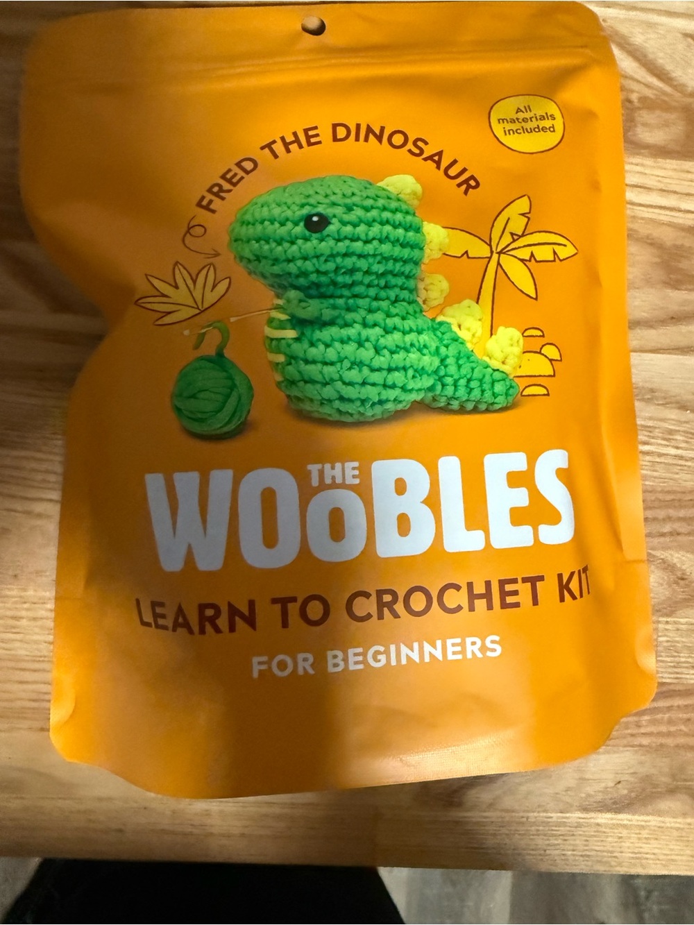The Woobles "Fred the Dinosaur" Learn to Crochet Kit - Green